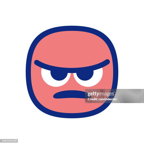 emoticon cute cube shapes with contour line - frustration icon stock illustrations