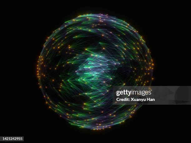 abstract particle connection network background - blue balls pics stock-fotos und bilder