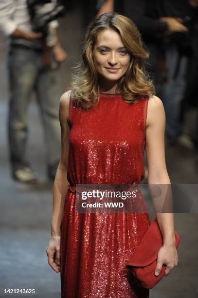 Carolina Crescentini attends Dolce & Gabbana's spring 2010 runway show.