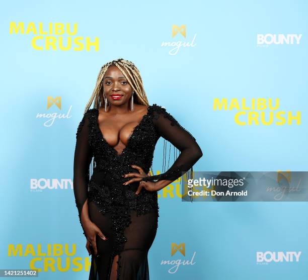 Suzan Mutesi arrives at the Australian premiere of "Malibu Crush" at Fox Studios on September 06, 2022 in Sydney, Australia.