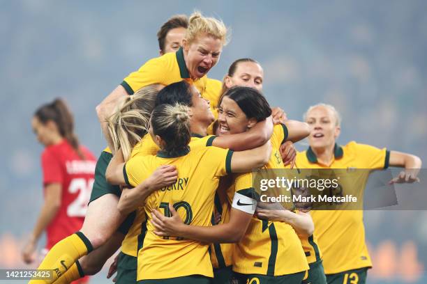 Mary Fowler of the Matildas \cduring the International Friendly Match between the Australia Matildas and Canada at Allianz Stadium on September 06,...