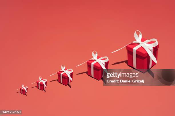 christmas gifts - five objects stockfoto's en -beelden