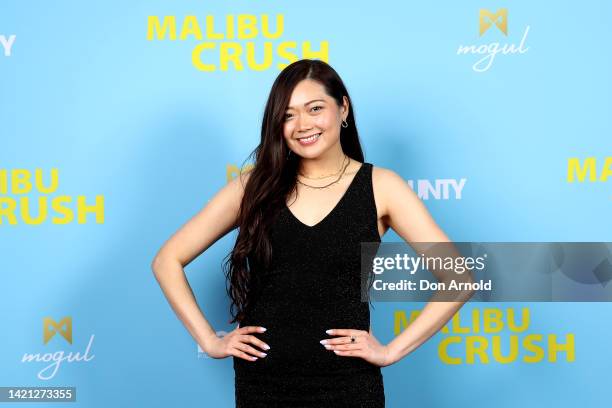 Melody Law arrives at the Australian premiere of "Malibu Crush" at Fox Studios on September 06, 2022 in Sydney, Australia.