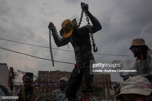 Brooklyn's Caribbean community celebrates Jouvert the pre-carnival dawn street party that marks the end of slavery, on September 5, 2022 in the Crown...