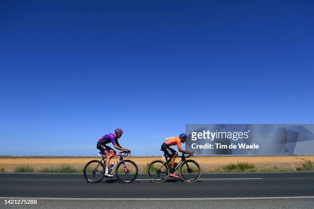 Ander Okamika Bengoetxea of Spain and Team Burgos - BH and Luis Ángel Maté Mardones of Spain and Team Euskaltel - Euskadi compete in the breakaway...