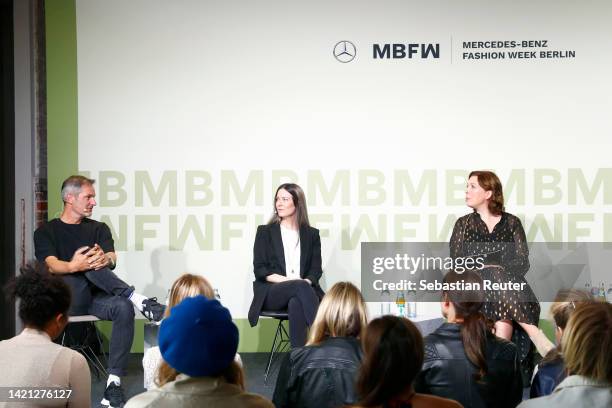 Marcus Kurz, CEO of Noawadays, designer Rebekka Ruetz and Katja Ohly-Nauber, Head of Marketing-Communications Mercedes-Benz Cars Germany speaks at...