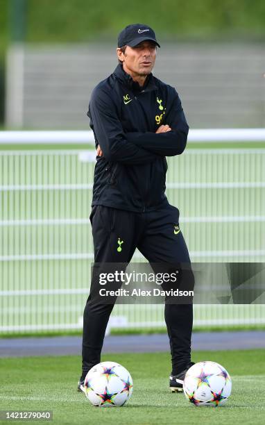 Tottenham Hotspur Manager, Antonio Conte looks on during a Tottenham Hotspur Training session ahead of their UEFA Champions League group D match...