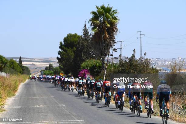 General view of the Peloton passing through Trebujena Village during the 77th Tour of Spain 2022, Stage 16 a 189,4km stage from Sanlúcar de Barrameda...