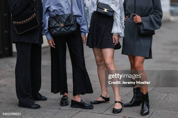 Nicole Mohrmann is seen wearing Essential Antwerp black suit, Prada black loafer, S.Oliver white top, Celine black shades, YSL black bag and Sue...