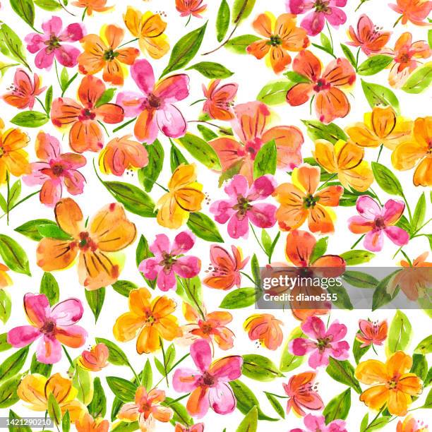 ilustrações de stock, clip art, desenhos animados e ícones de seamless flowers watercolor pattern - seamless flower aquarel