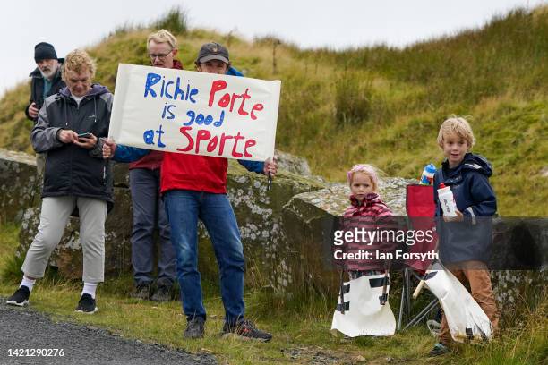 Fans wait as the peloton approaches the climb at Chapel Fell in Weardale during Stage 3 of the Tour of Britain on September 06, 2022 in Barnard...