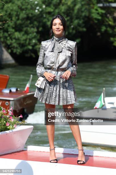 Maria Sole Pollio arrives at the Hotel Excelsior during the 79th Venice International Film Festival on September 06, 2022 in Venice, Italy.