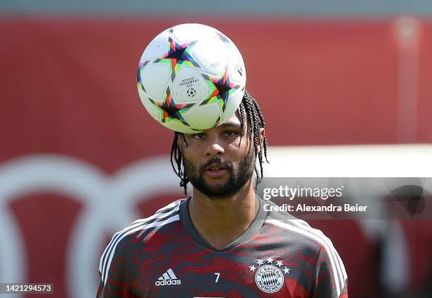 Serge Gnabry of FC Bayern Muenchen is pictured during a training session ahead of their UEFA Champions League group C match against FC Internazionale...