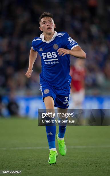 Luke Thomas of Leicester City in action during the Premier League match between Leicester City and Manchester United at The King Power Stadium on...