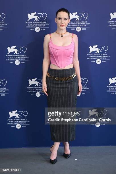 Rachel Brosnahan attends the photocall for "Dead For A Dollar" & Cartier Glory To The Filmmaker Award at the 79th Venice International Film Festival...