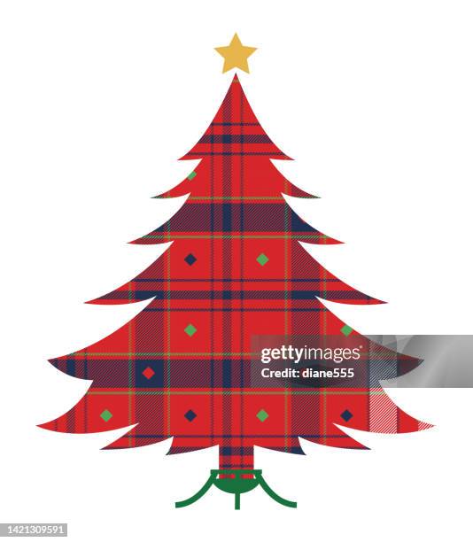 plaid christmas icon element - christmas tree - christmas tartan stock illustrations