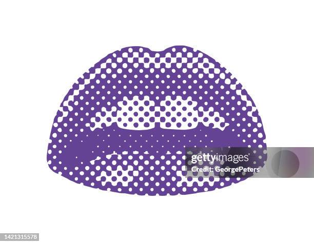 stockillustraties, clipart, cartoons en iconen met close-up of woman's sensual lips with half tone dot - botox