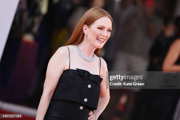 Jury President Julianne Moore attends "The Eternal Daughter" red carpet at the 79th Venice International Film Festival on September 06, 2022 in...