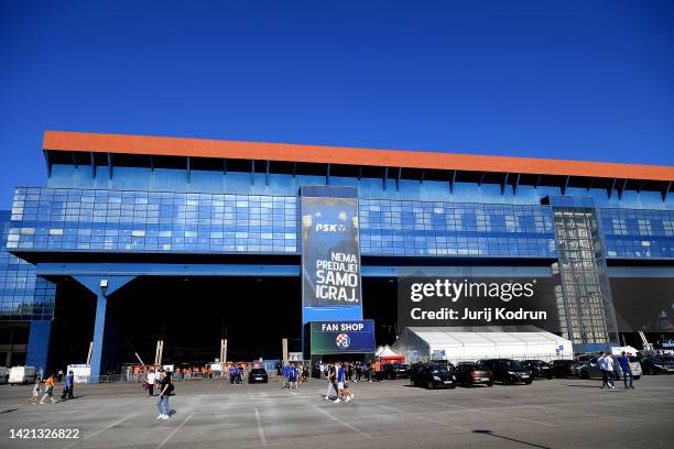 General view outside the stadium prior to the UEFA Champions League group E match between Dinamo Zagreb and Chelsea FC at Stadion Maksimir on...