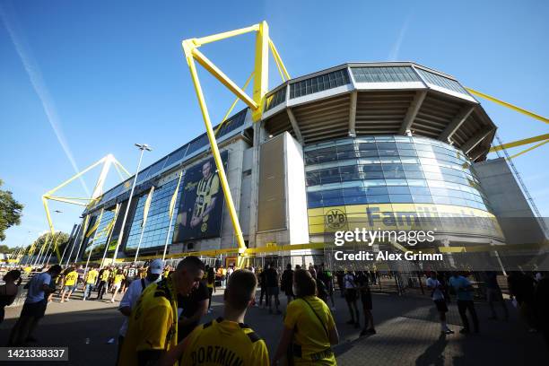 General view outside the stadium prior to the UEFA Champions League group G match between Borussia Dortmund and FC Copenhagen at Signal Iduna Park on...