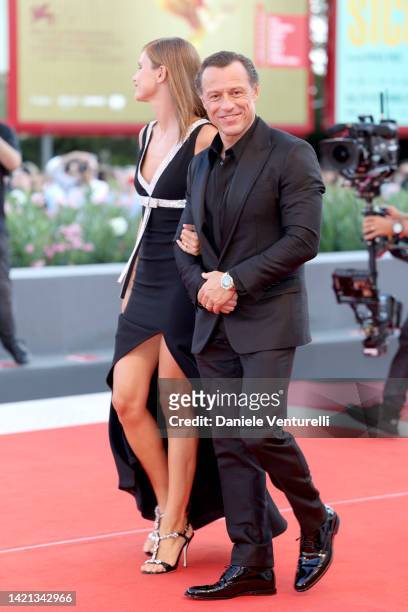 Bianca Vitali and Stefano Accorsi attend the "Il Signore Delle Formiche" red carpet at the 79th Venice International Film Festival on September 06,...