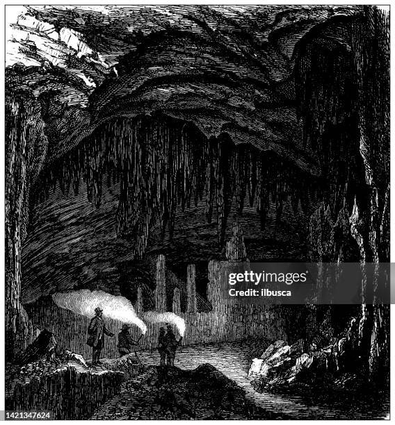 アンティークイラストレーション、地質学:アンティパロスの洞窟 - geology点のイラスト素材／クリップアート素材／マンガ素材／アイコン素材