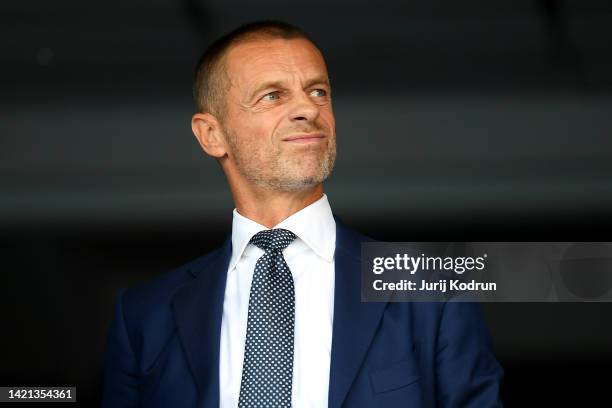 Aleksander Ceferin, President of UEFA looks on prior to the UEFA Champions League group E match between Dinamo Zagreb and Chelsea FC at Stadion...