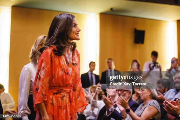 Queen Letizia of Spain attends the "Tour Del Cancer" conference at CaixaForum on September 06, 2022 in Lleida, Spain.