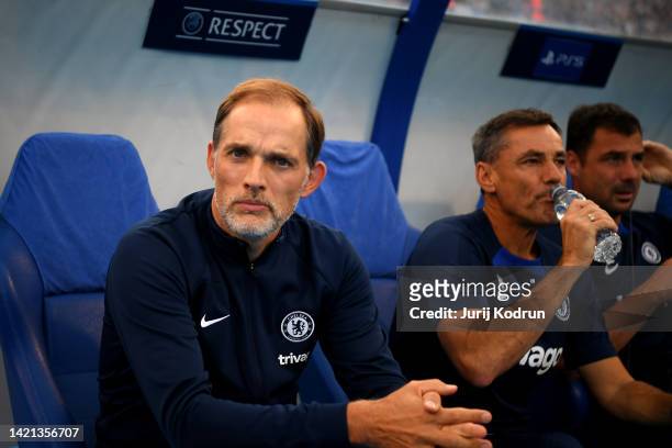 Thomas Tuchel, Manager of Chelsea looks on prior to the UEFA Champions League group E match between Dinamo Zagreb and Chelsea FC at Stadion Maksimir...