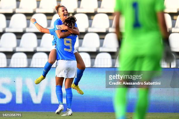Valentina Giacinti of Italy Women celebrates after scoring the opening goal during the FIFA Women's World Cup 2023 Qualifier group G match between...
