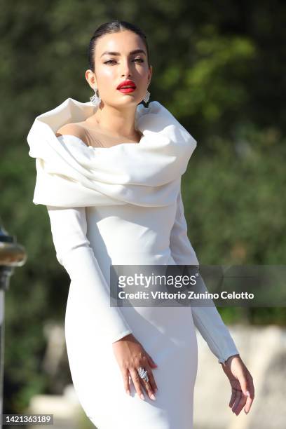 Nilufar Addati arrives at the Hotel Excelsior during the 79th Venice International Film Festival on September 06, 2022 in Venice, Italy.