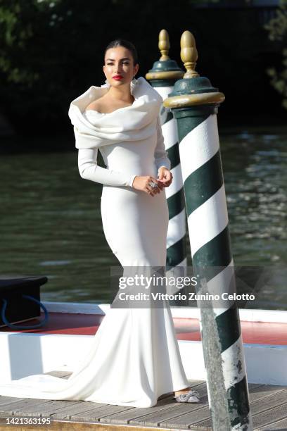Nilufar Addati arrives at the Hotel Excelsior during the 79th Venice International Film Festival on September 06, 2022 in Venice, Italy.