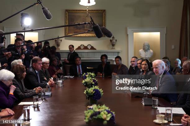 President Joe Biden delivers remarks during a Cabinet Meeting at the White House on September 06, 2022 in Washington, DC. Biden spoke on his...