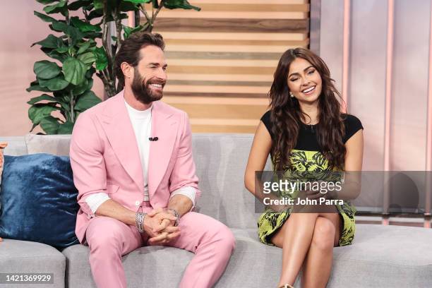 Sebastián Rulli and Claudia Martin arrive to Despierta America" at Univision Studios to promote Los Ricos Tambien Lloran on September 06, 2022 in...
