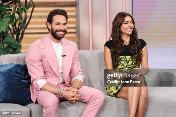 Sebastián Rulli and Claudia Martin arrive to Despierta America" at Univision Studios to promote Los Ricos Tambien Lloran on September 06, 2022 in...