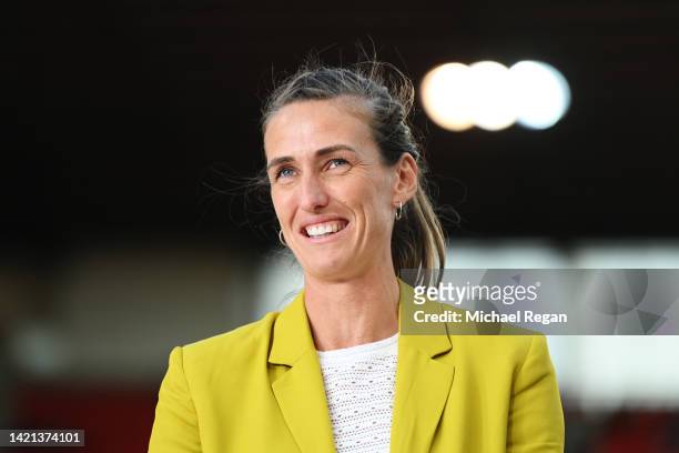 Former England player Jill Scott looks on prior to the FIFA Women's World Cup 2023 Qualifier group D match between England and Luxembourg at Bet365...