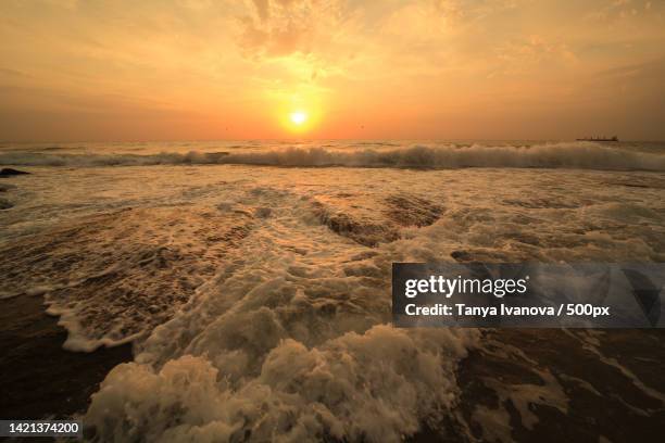golden sunrise on the black sea,galata,varna,bulgaria - varna bulgaria stock pictures, royalty-free photos & images