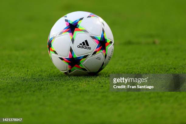 Detailed view of the Adidas UEFA Champions League group stage match ball prior to the UEFA Champions League group G match between Sevilla FC and...