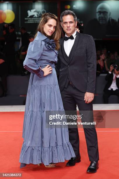 Clizia Fornasier and Attilio Fontana attend the "Dead For A Dollar" red carpet at the 79th Venice International Film Festival on September 06, 2022...