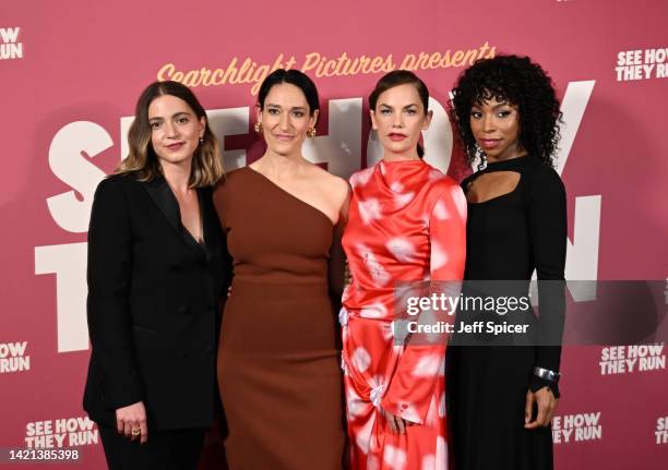 Pearl Chanda, Sian Clifford, Ruth Wilson and Pippa Bennett-Warner attend the gala screening of Searchight's "See How They Run" at Picturehouse...