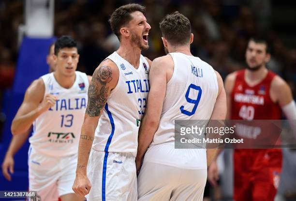 Achille Polonara of Italy gestures during the FIBA EuroBasket 2022 group C match between Italy and Croatia at Forum di Assago on September 06, 2022...