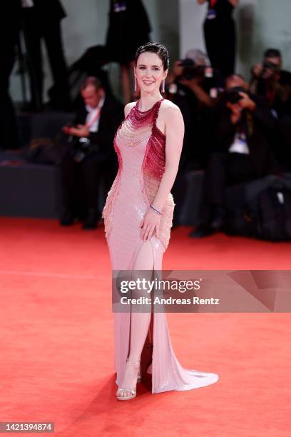 Rachel Brosnahan attends the "Dead For A Dollar" red carpet at the 79th Venice International Film Festival on September 06, 2022 in Venice, Italy.