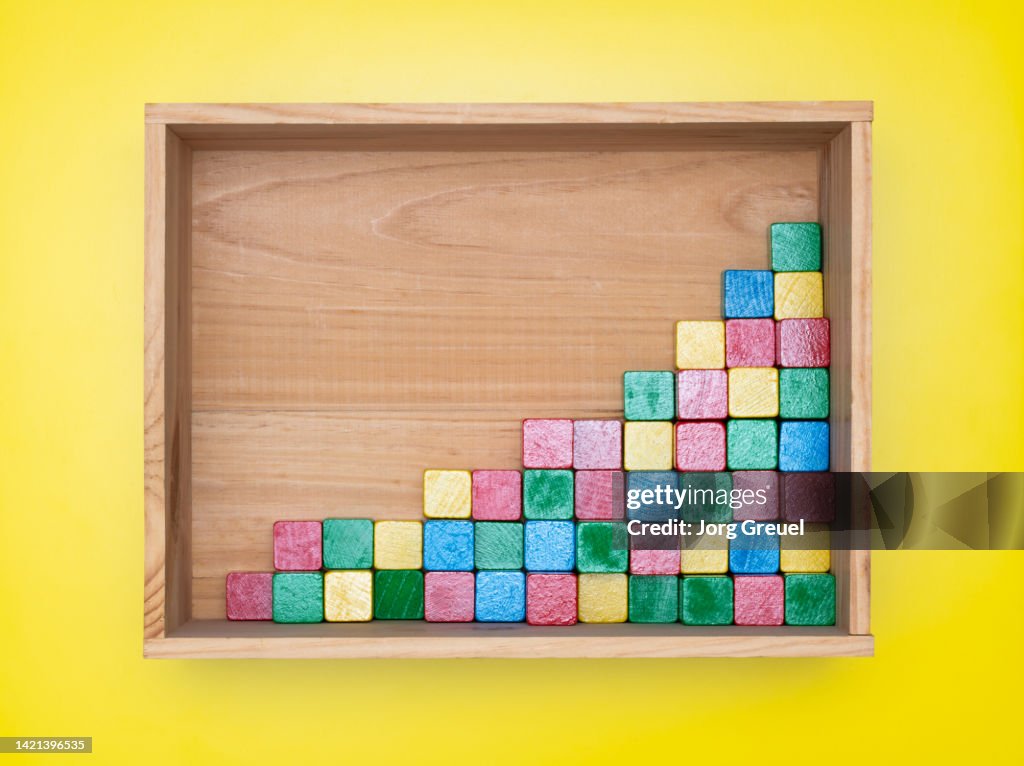 Bar Graph Using Pattern Blocks Building Blocks In Wooden Box Forming A Bar Graph High-Res Stock Photo ...