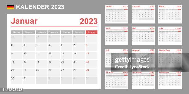 german calendar for 2023. week starts on monday. simple vector template. business design planner. - monday friday stock illustrations