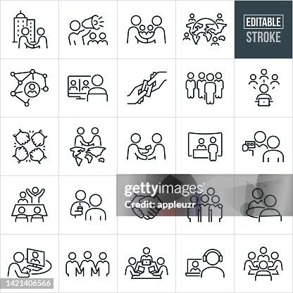 Business Networking Thin Line Icons - Bearbeitbarer Strich Business Networking Thin Line Icons - Bearbeitbarer Strich