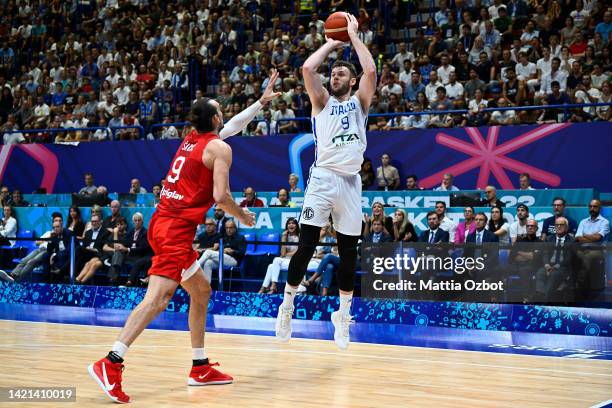 Nicolò Melli of Italy in action during the FIBA EuroBasket 2022 group C match between Italy and Croatia at Forum di Assago on September 06, 2022 in...