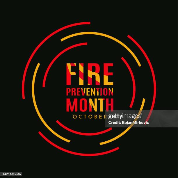 poster zum fire prevention month, oktober. vektor - woche stock-grafiken, -clipart, -cartoons und -symbole