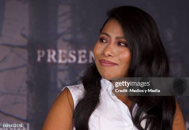 Yalitza Aparicio attends a press conference of the movie 'Presencias' at Cinemex Antara Polanco on September 6, 2022 in Mexico City, Mexico.