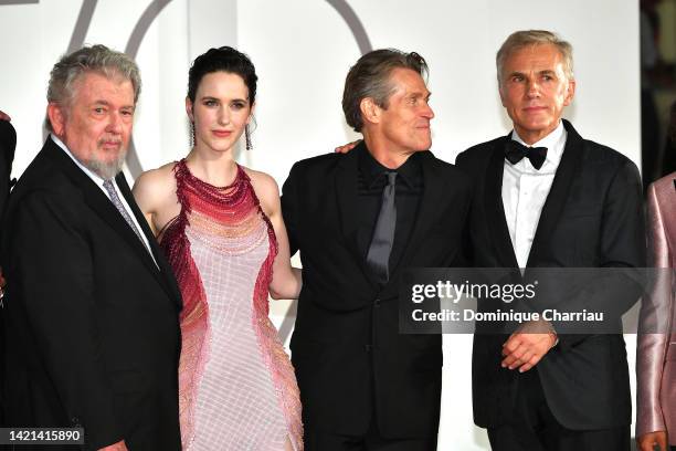 Director Walter Hill, Rachel Brosnahan,Willem Dafoe and Christoph Waltz attends the "Dead For A Dollar" red carpet at the 79th Venice International...