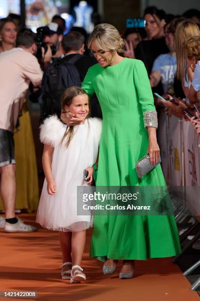 Lujan Arguelles and daughter Miranda Sanchez attend “¿A quién le gusta mi follower?” premiere at Teatro Principal during FesTVal 2022 on September...
